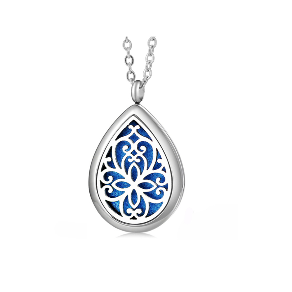 Aromatherapy Essential Oil Necklace Teardrop Flower Cross Stainless Steel